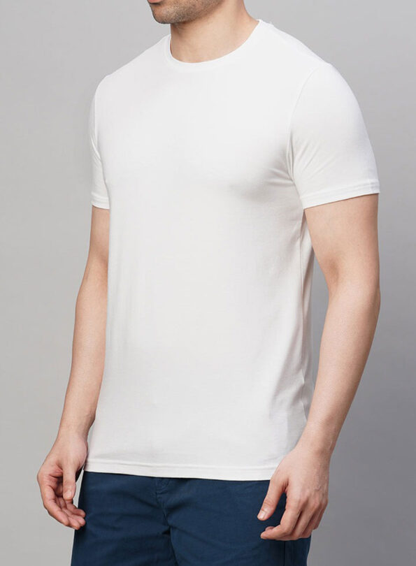 Men | White | Plain | Round Neck | Half Sleeve | T shirt